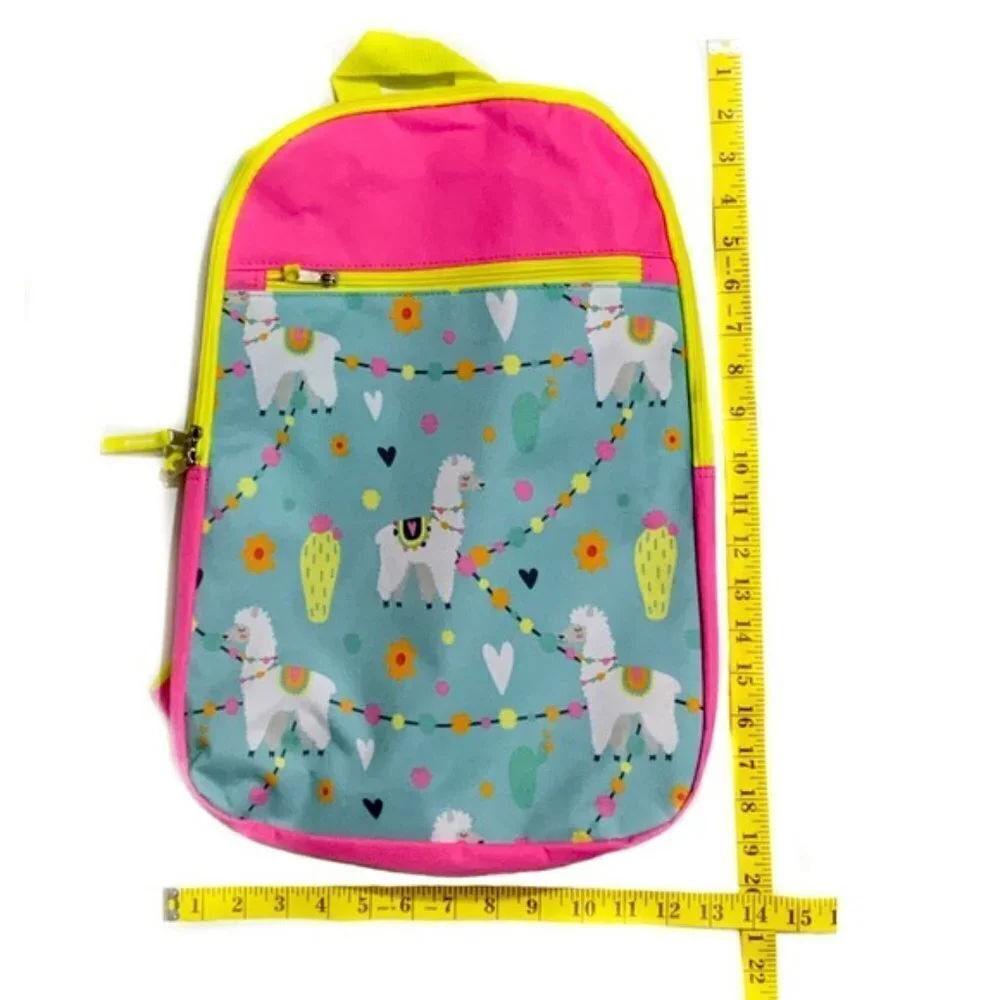 Trailmaker LLAMA Print Backpack Kids Girls Adjustable  Padded  Straps  Pink Blue